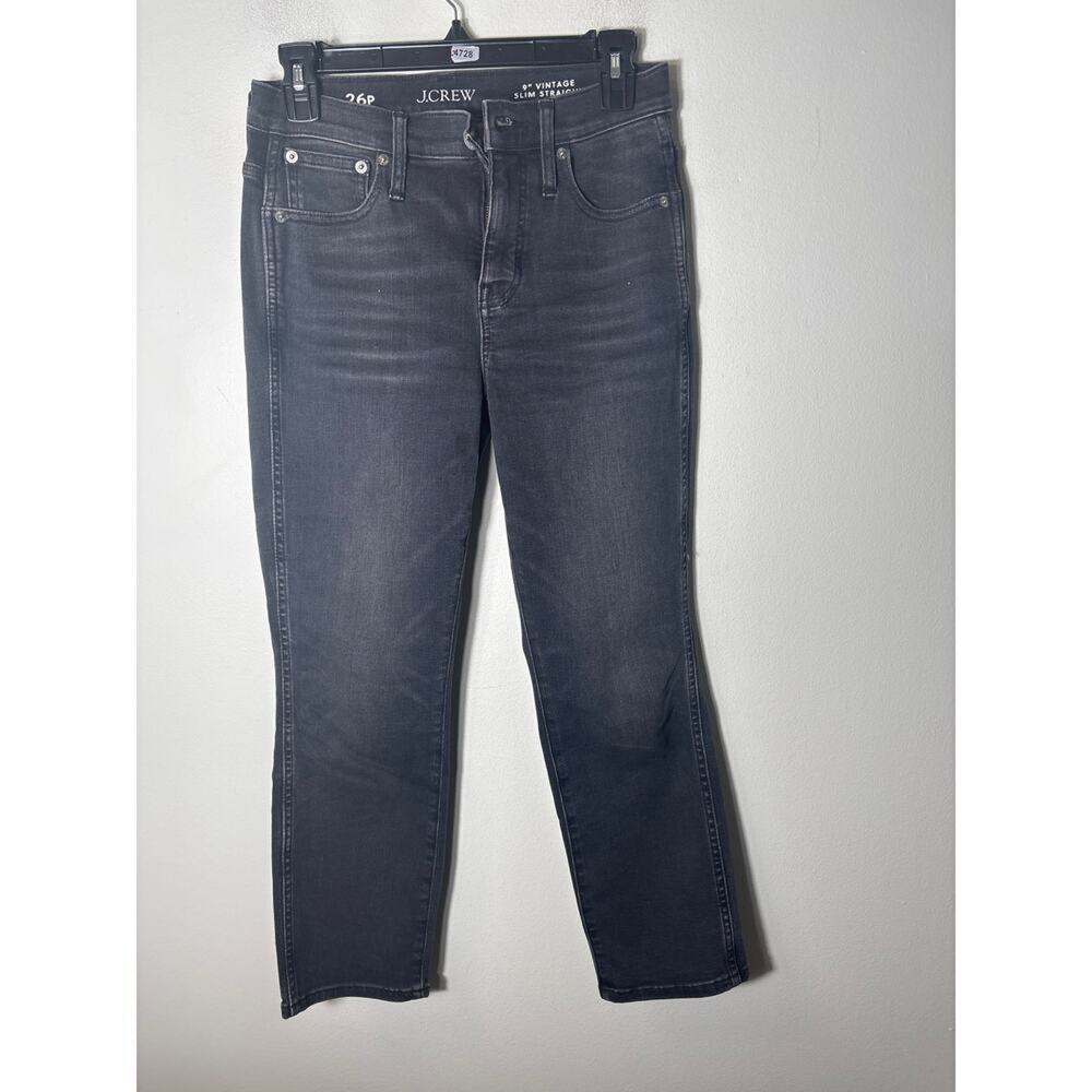 J Crew Vintage Slim Straight Black Denim Jeans 26 Petite